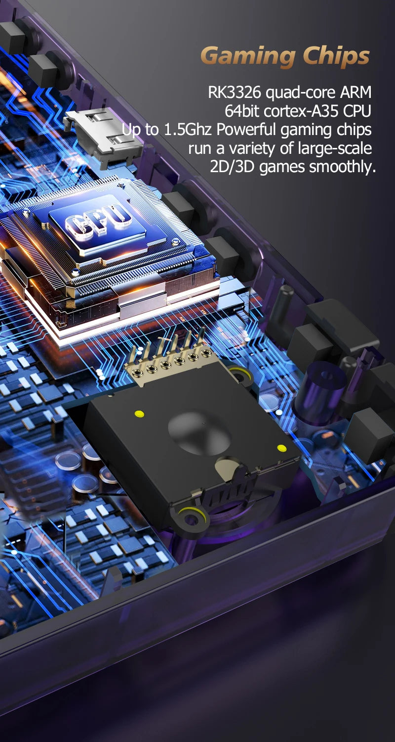 15000+ Ready Games! 3.5" IPS Retro Handheld Console RK3326, 3000mAh Long Play original ARKOS Blue R36H 64GB 128GB